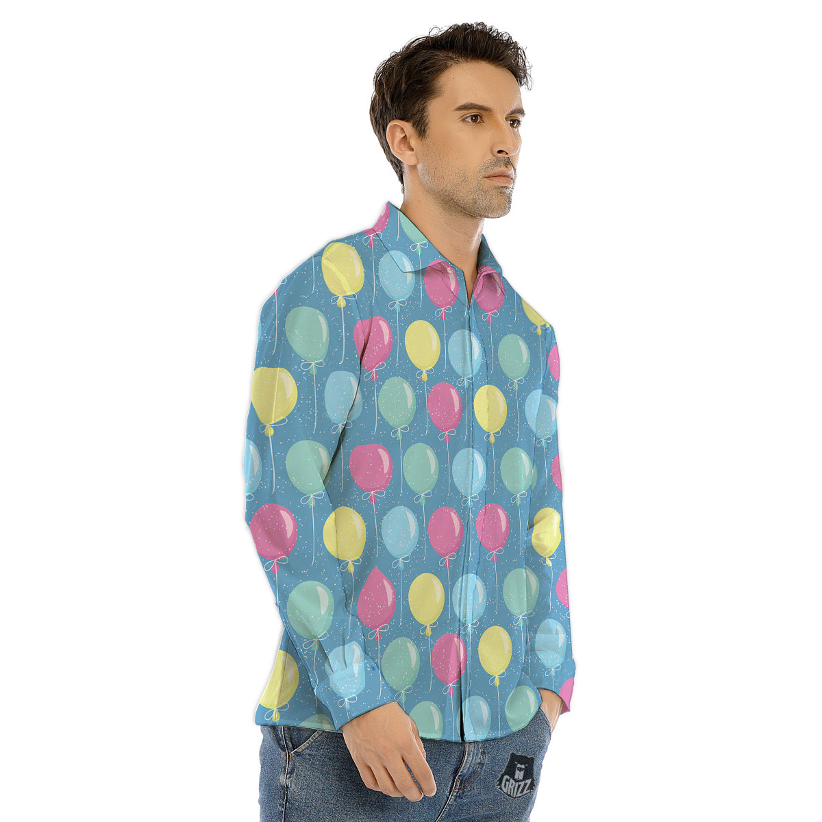 Balloon Colorful Print Pattern Men's Dress Shirts-grizzshop