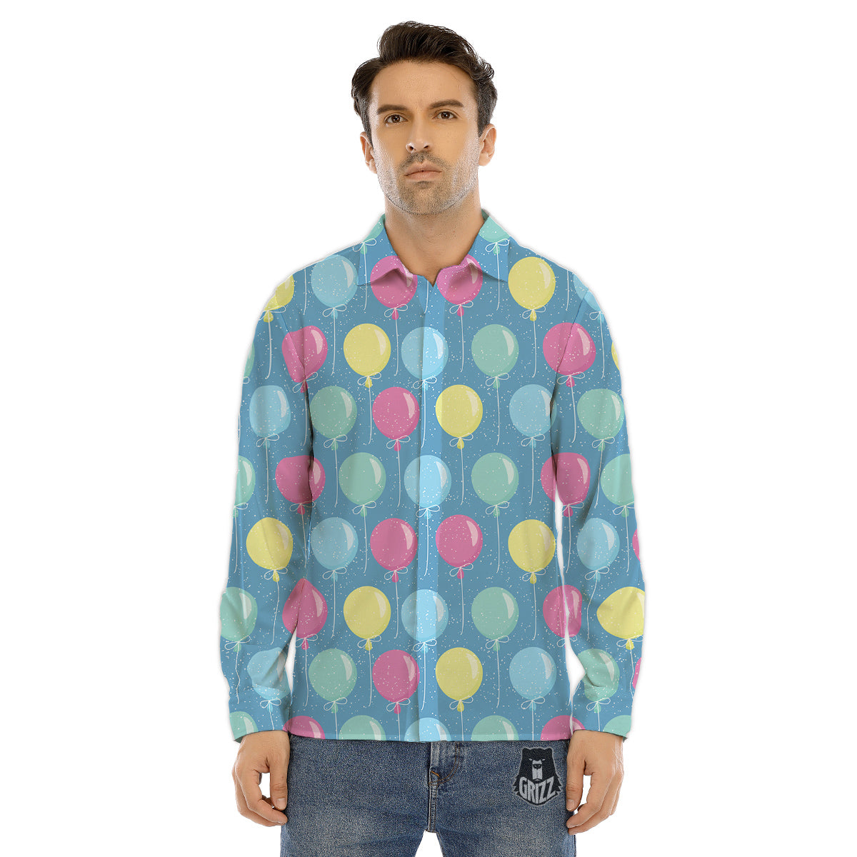 Balloon Colorful Print Pattern Men's Dress Shirts-grizzshop