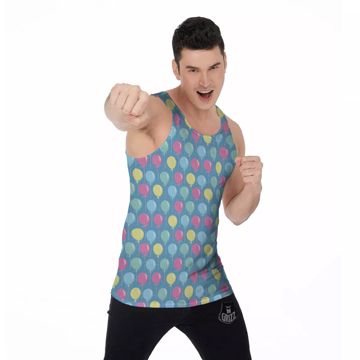 Balloon Colorful Print Pattern Men's Tank Top-grizzshop