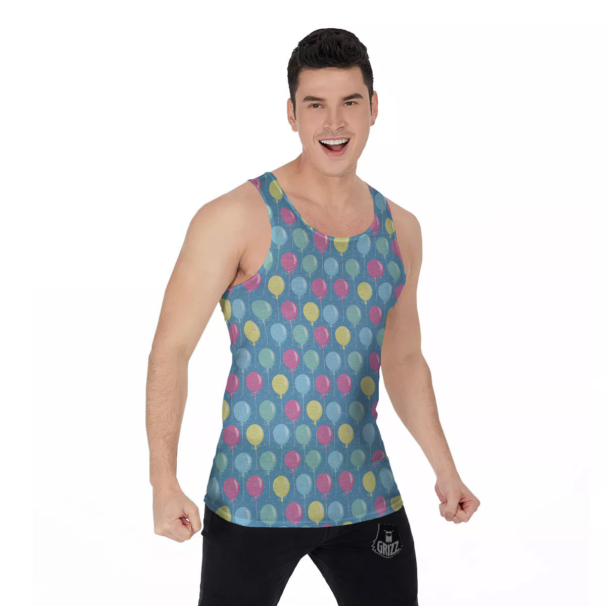 Balloon Colorful Print Pattern Men's Tank Top-grizzshop