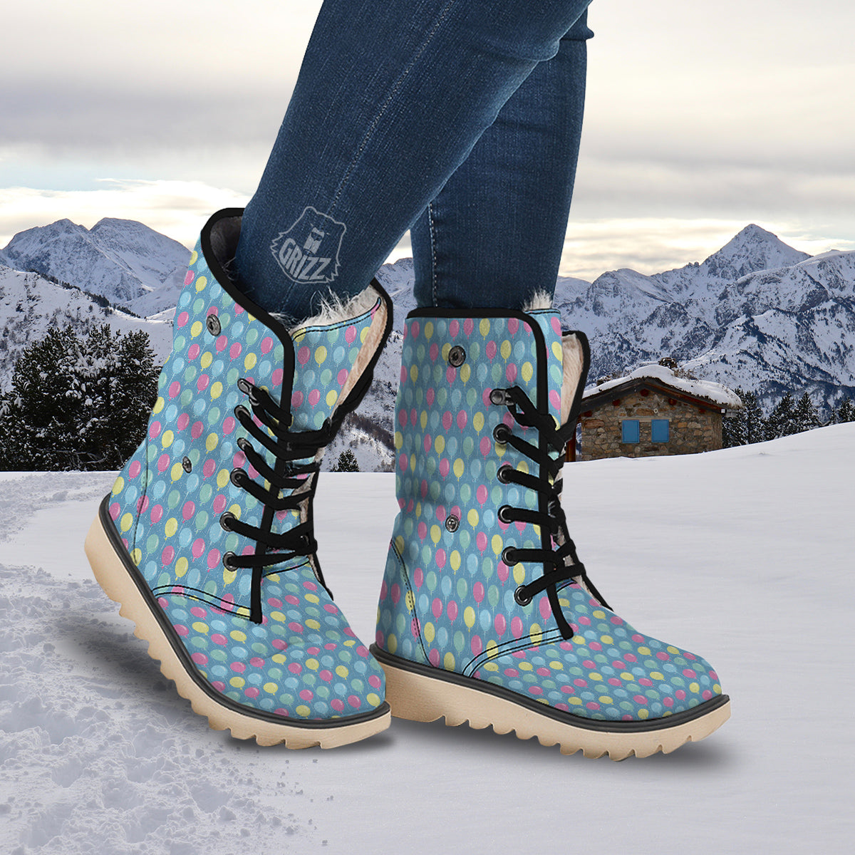 Balloon Colorful Print Pattern Snow Boots-grizzshop