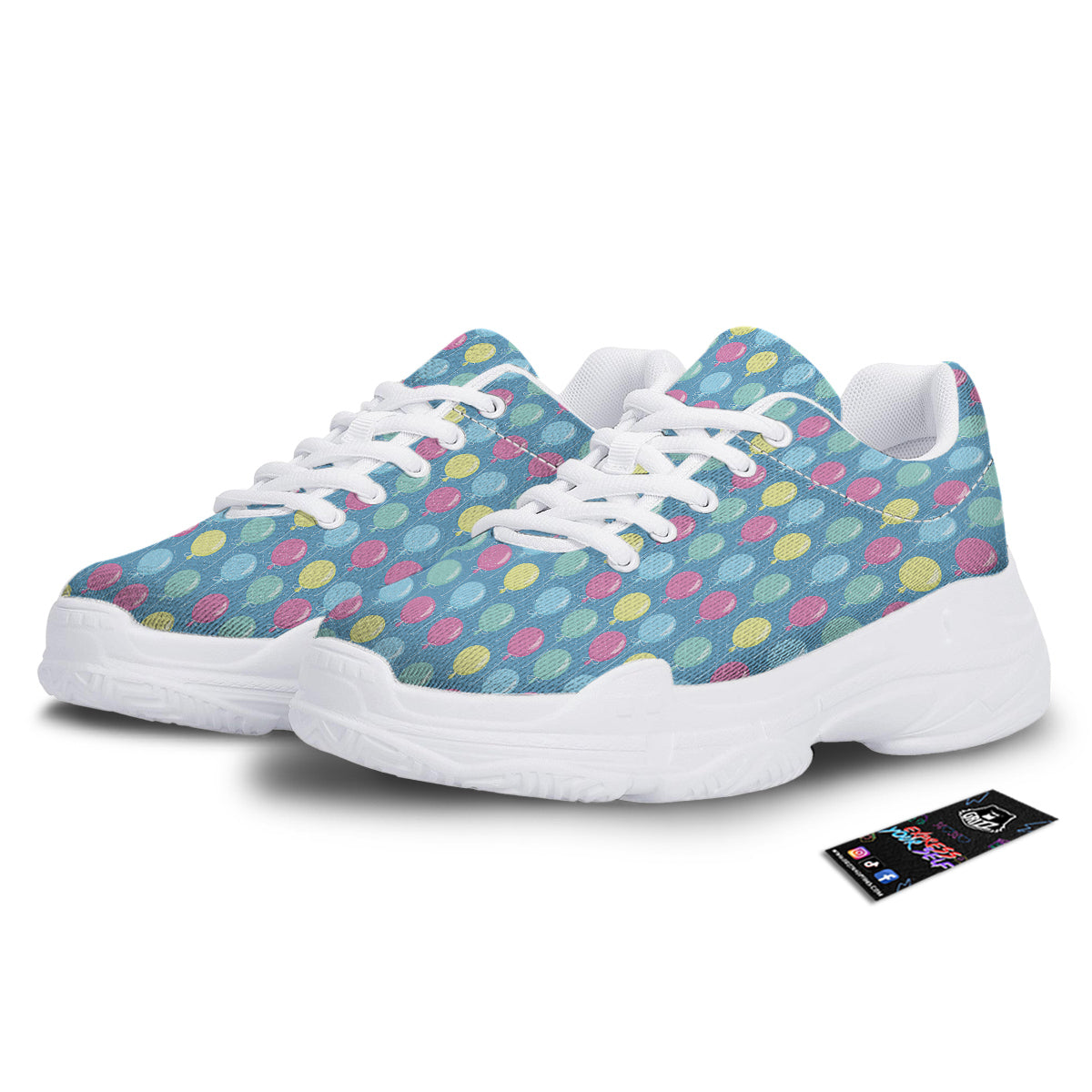 Balloon Colorful Print Pattern White Chunky Shoes-grizzshop
