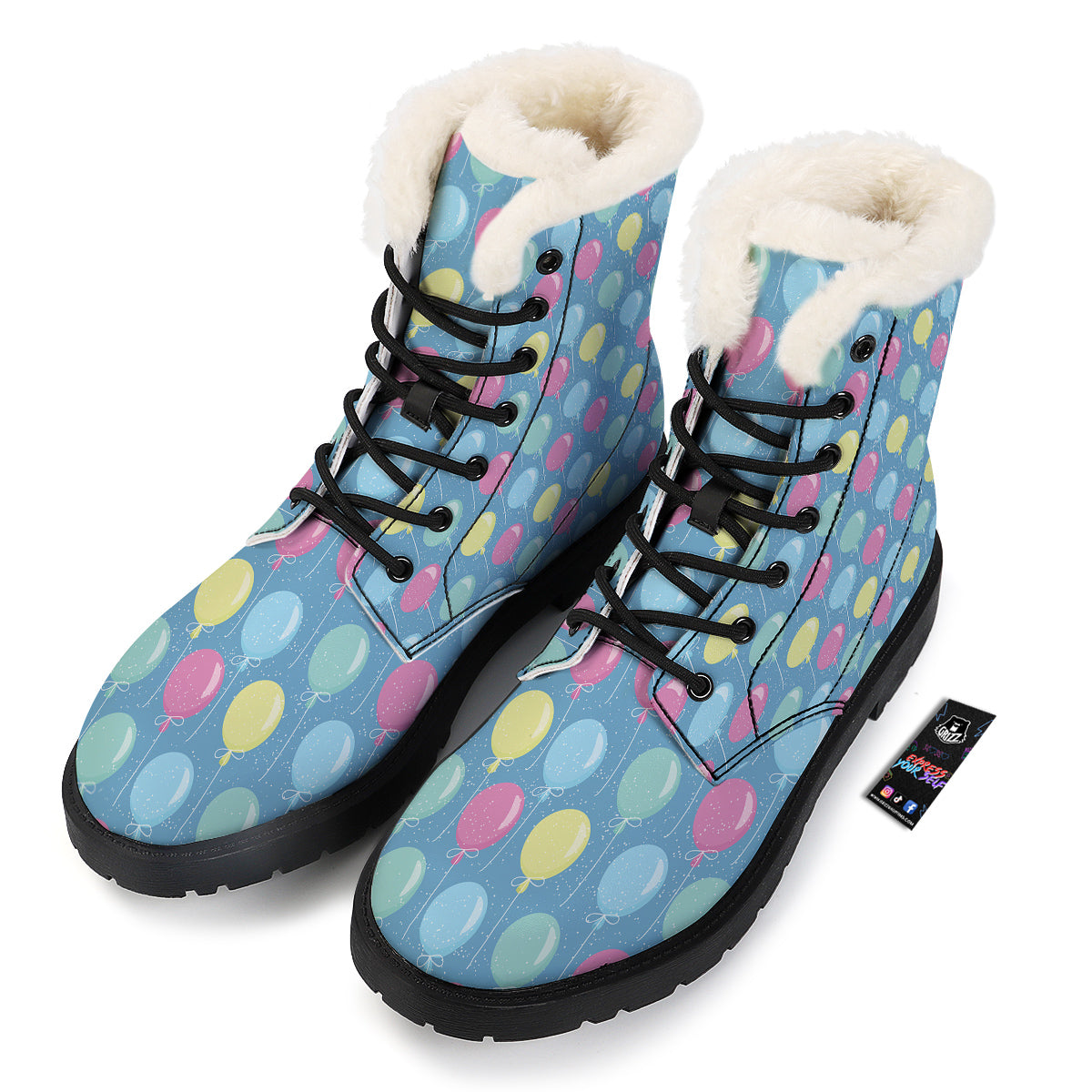 Balloon Colorful Print Pattern Winter Boots-grizzshop