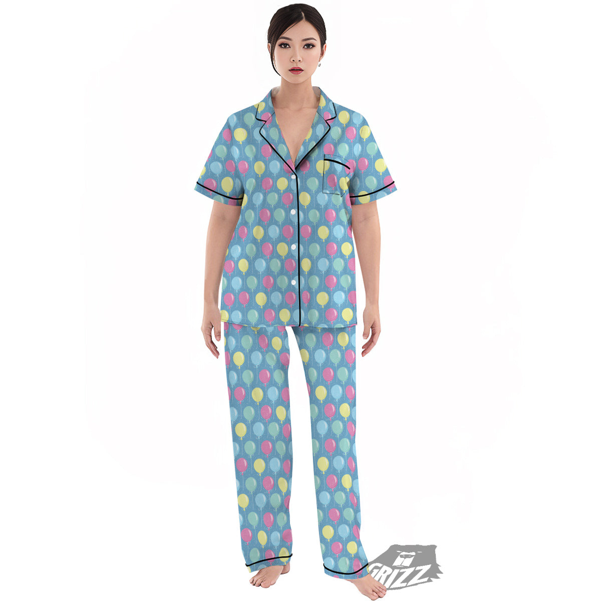 Balloon Colorful Print Pattern Women's Pajamas Set-grizzshop