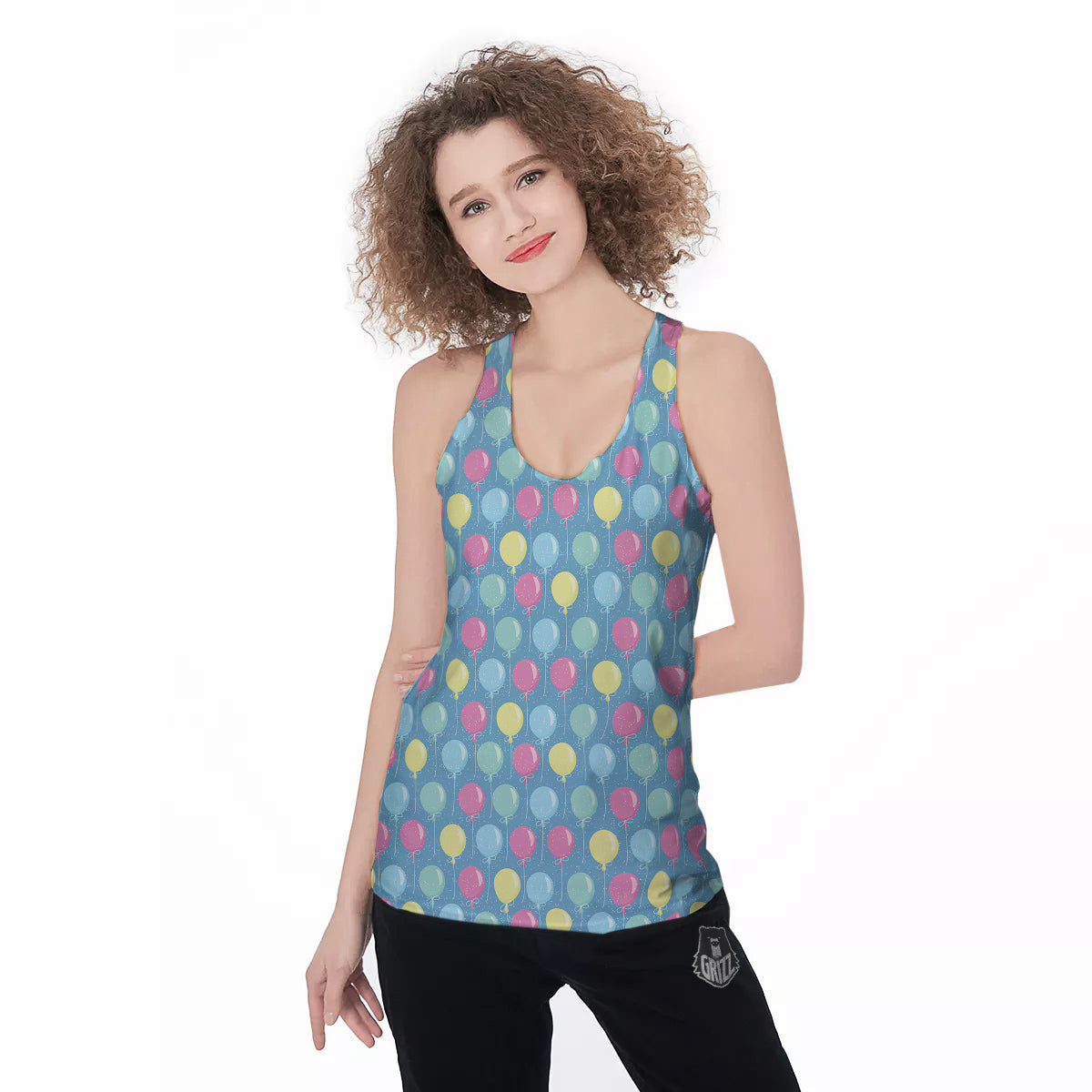 Balloon Colorful Print Pattern Women's Racerback Tank Top-grizzshop
