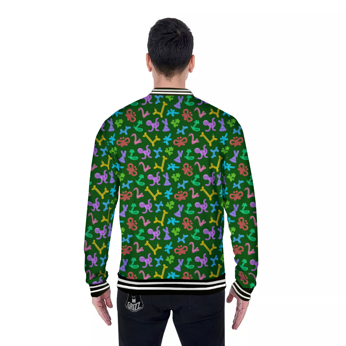 Balloon Modelling Print Pattern Baseball Jacket-grizzshop