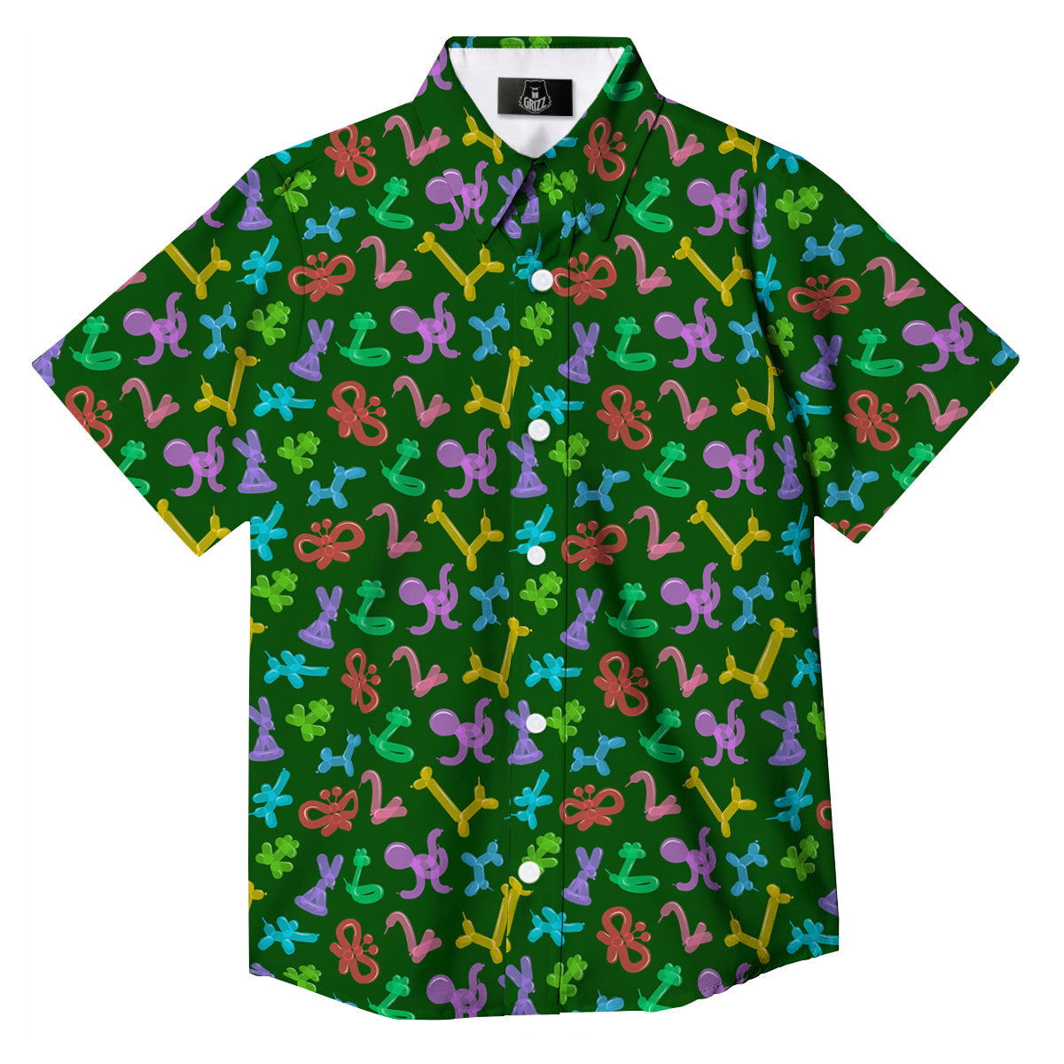 Balloon Modelling Print Pattern Button Up Shirt-grizzshop