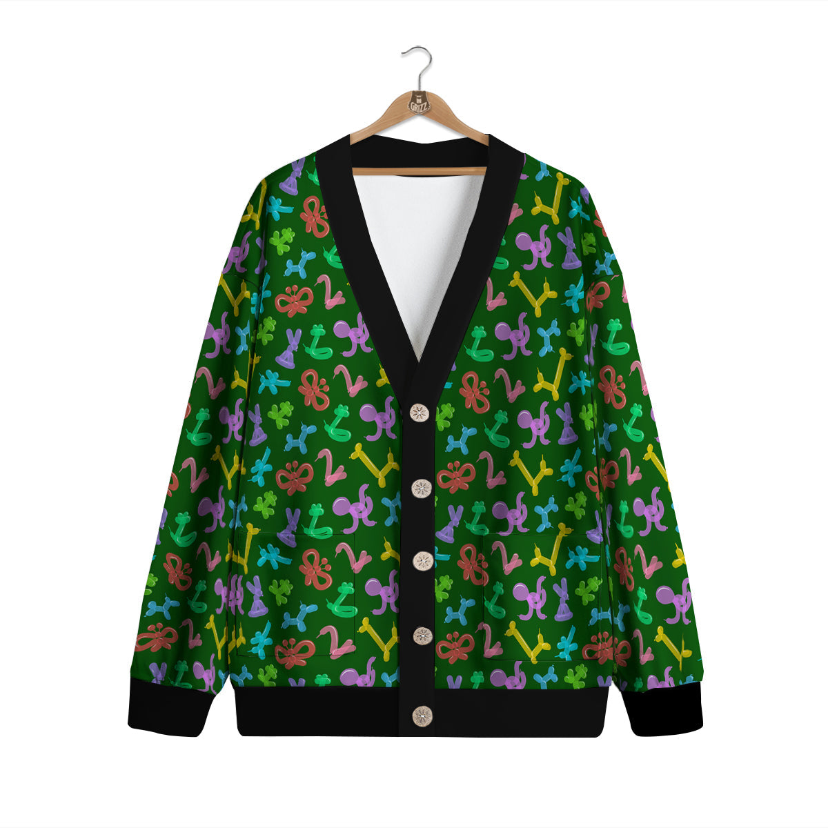 Balloon Modelling Print Pattern Cardigan-grizzshop