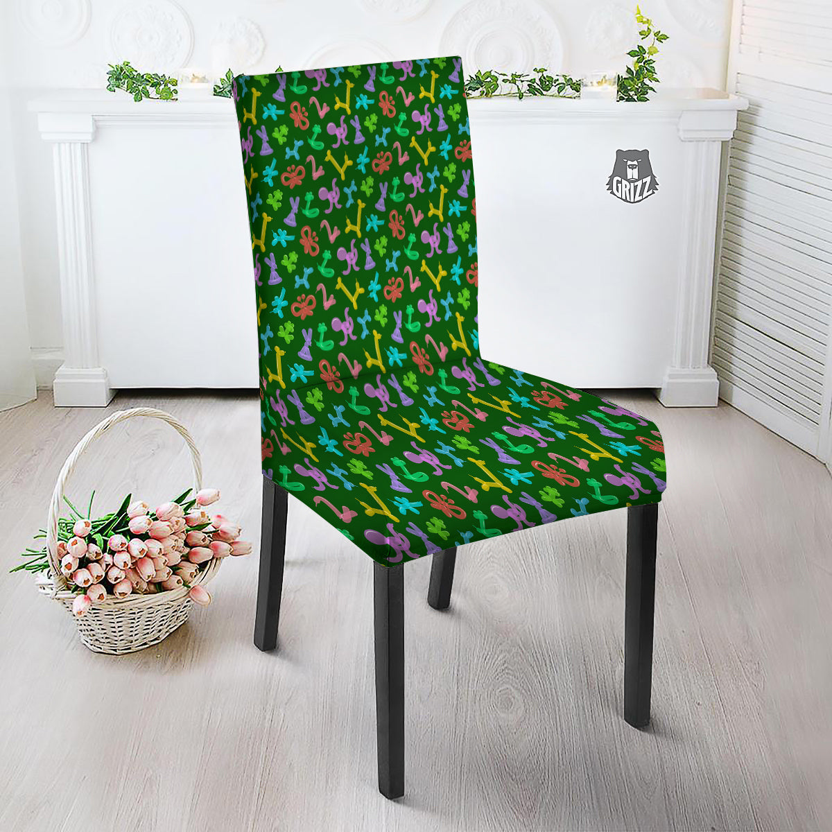 Balloon Modelling Print Pattern Dining Chair Slipcover-grizzshop