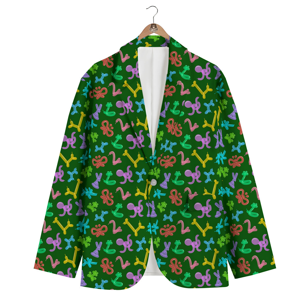 Balloon Modelling Print Pattern Men's Blazer-grizzshop