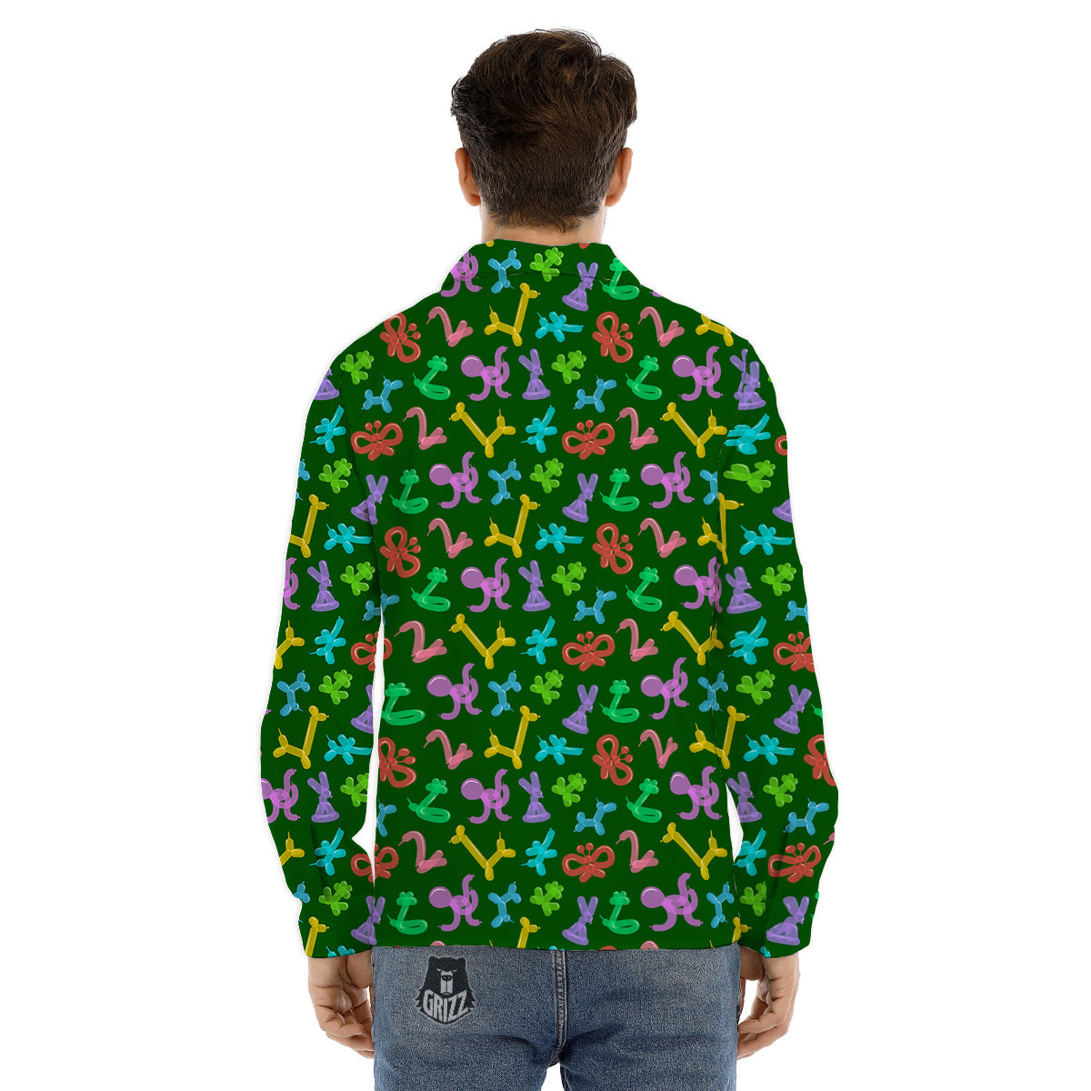 Balloon Modelling Print Pattern Men's Dress Shirts-grizzshop