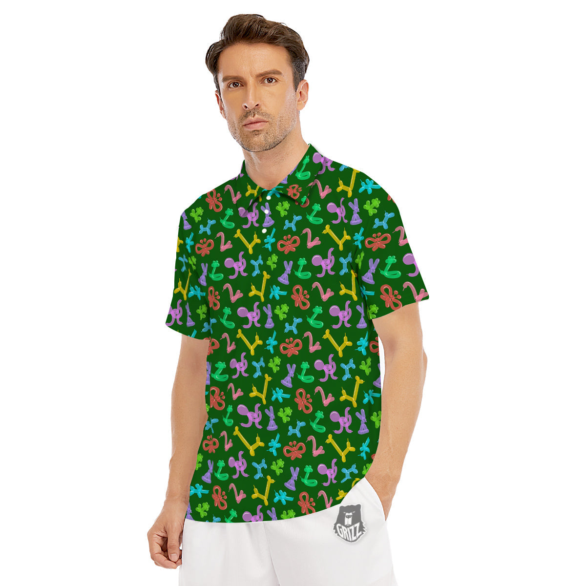 Balloon Modelling Print Pattern Men's Golf Shirts-grizzshop