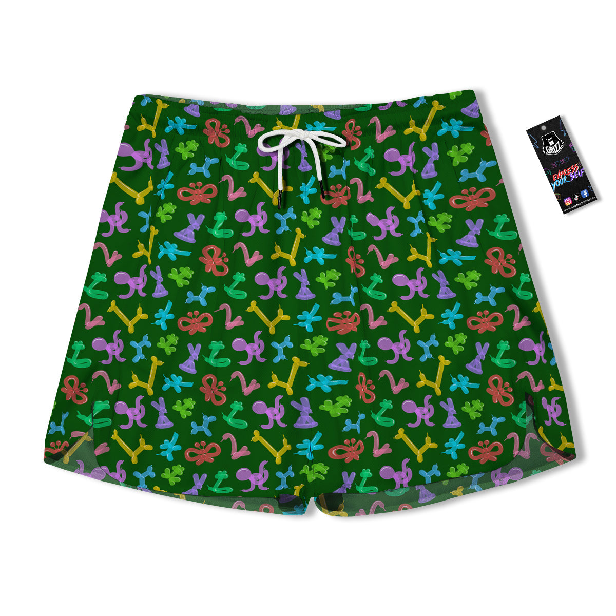 Balloon Modelling Print Pattern Men's Running Shorts-grizzshop
