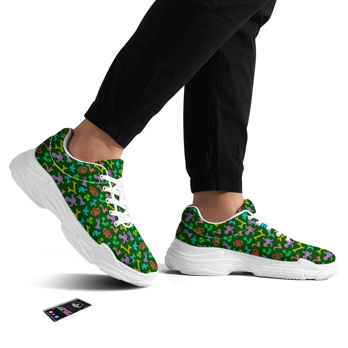 Balloon Modelling Print Pattern White Chunky Shoes-grizzshop