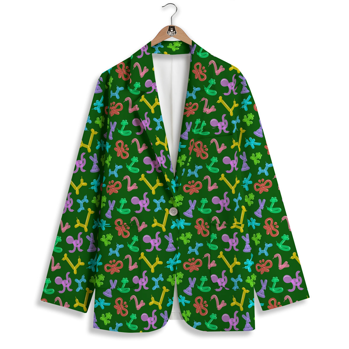 Balloon Modelling Print Pattern Women's Blazer-grizzshop