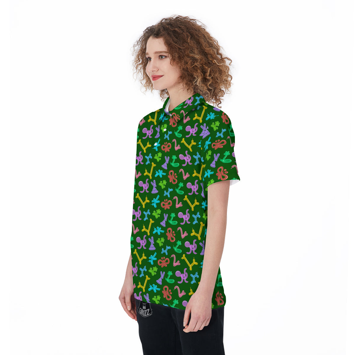 Balloon Modelling Print Pattern Women's Golf Shirts-grizzshop