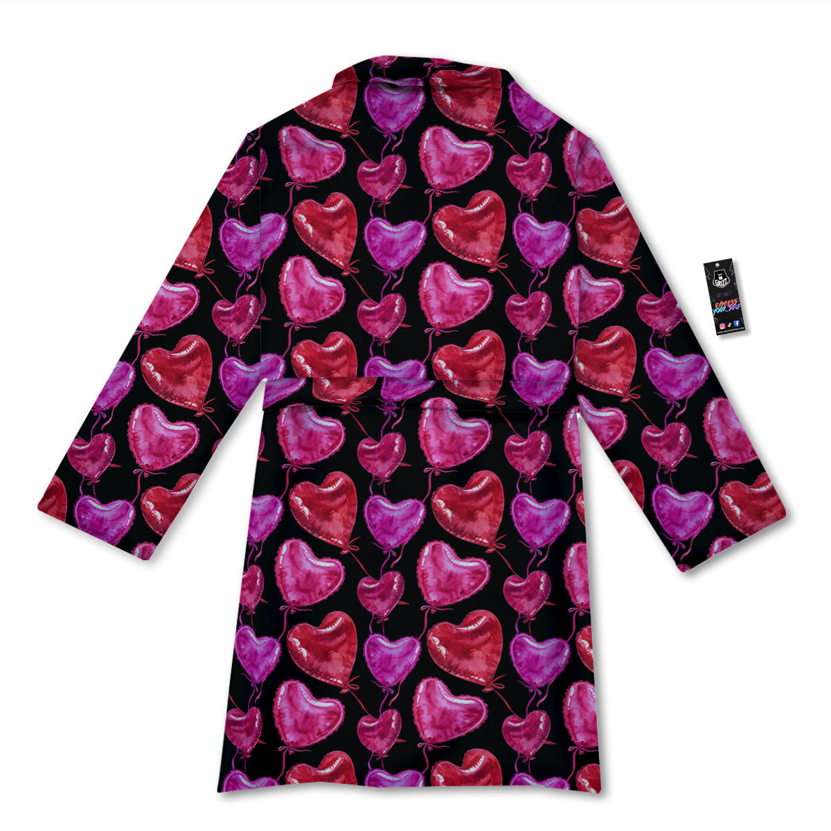 Balloon Red Heart Print Pattern Bathrobe-grizzshop