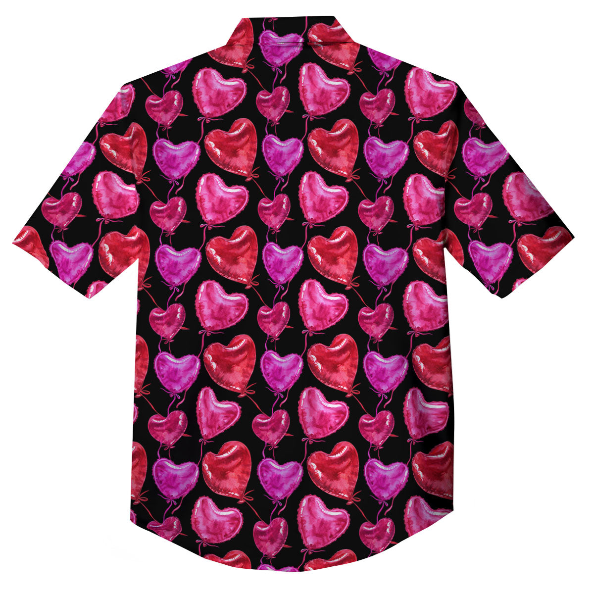 Balloon Red Heart Print Pattern Button Up Shirt-grizzshop