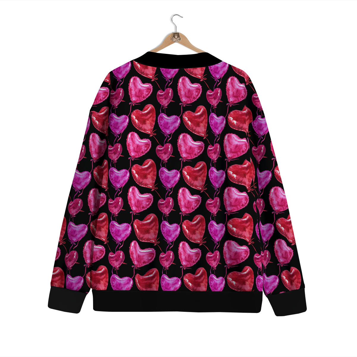 Balloon Red Heart Print Pattern Cardigan-grizzshop