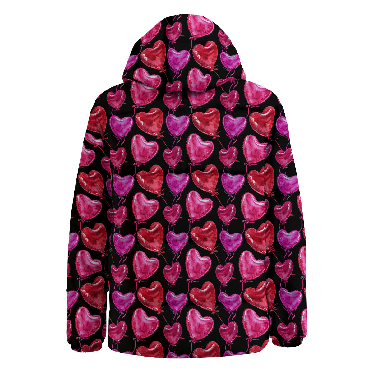 Balloon Red Heart Print Pattern Down Jacket-grizzshop