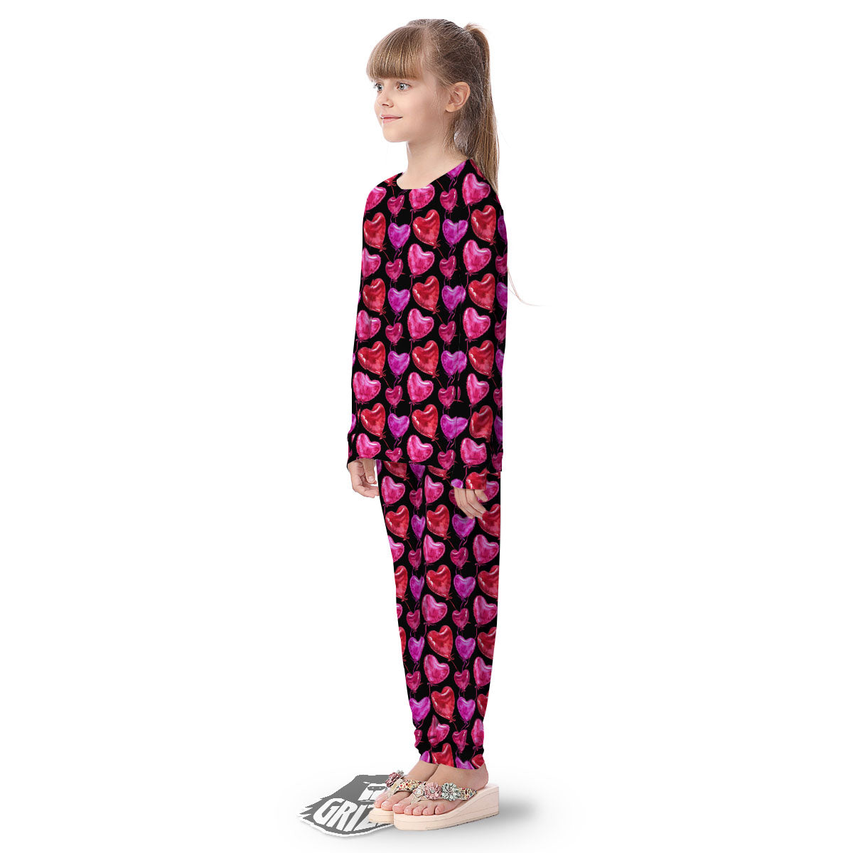 Balloon Red Heart Print Pattern Kid's Pajamas-grizzshop