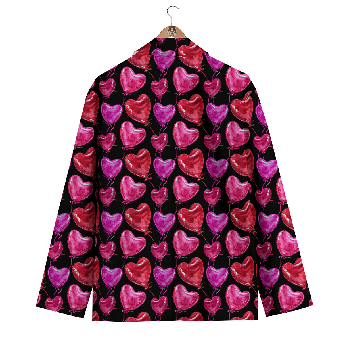 Balloon Red Heart Print Pattern Men's Blazer-grizzshop