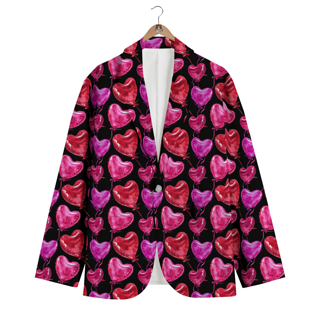Balloon Red Heart Print Pattern Men's Blazer-grizzshop