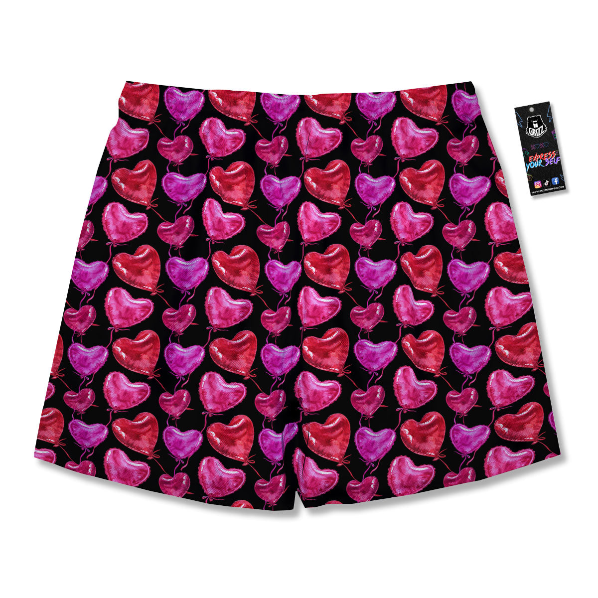 Balloon Red Heart Print Pattern Men's Running Shorts-grizzshop