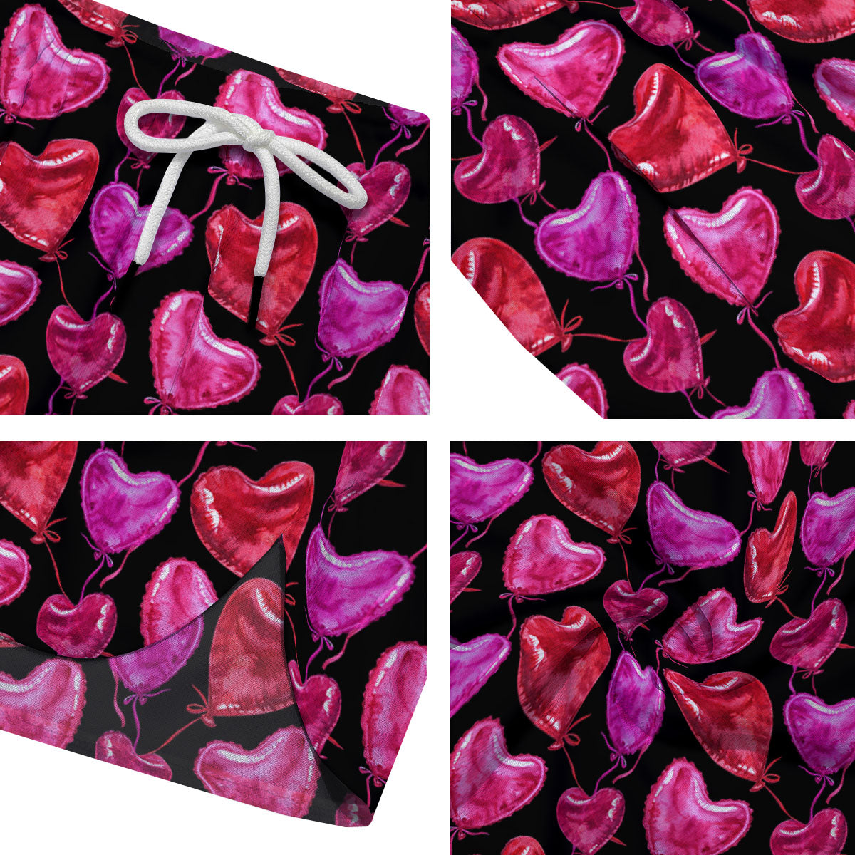 Balloon Red Heart Print Pattern Men's Running Shorts-grizzshop