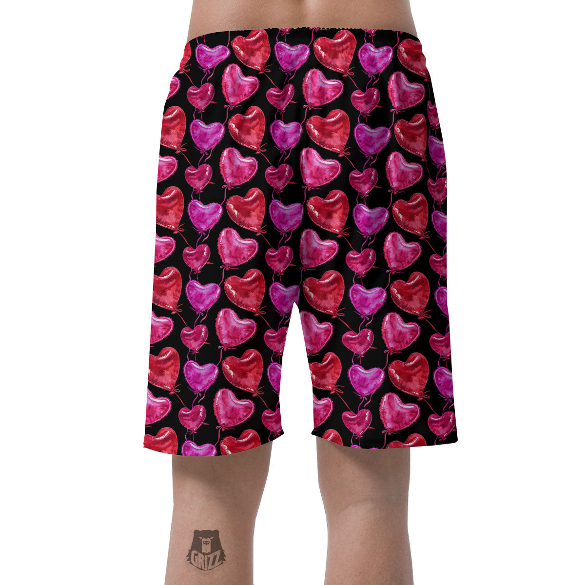 Balloon Red Heart Print Pattern Men's Shorts-grizzshop