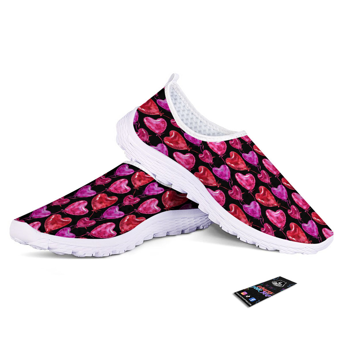 Balloon Red Heart Print Pattern Nurse Shoes-grizzshop