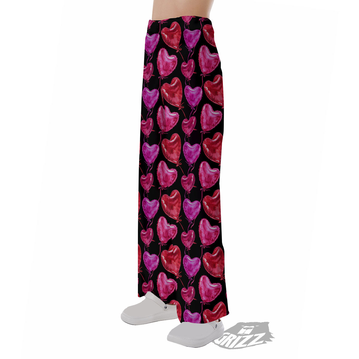 Balloon Red Heart Print Pattern Pajama Pants-grizzshop