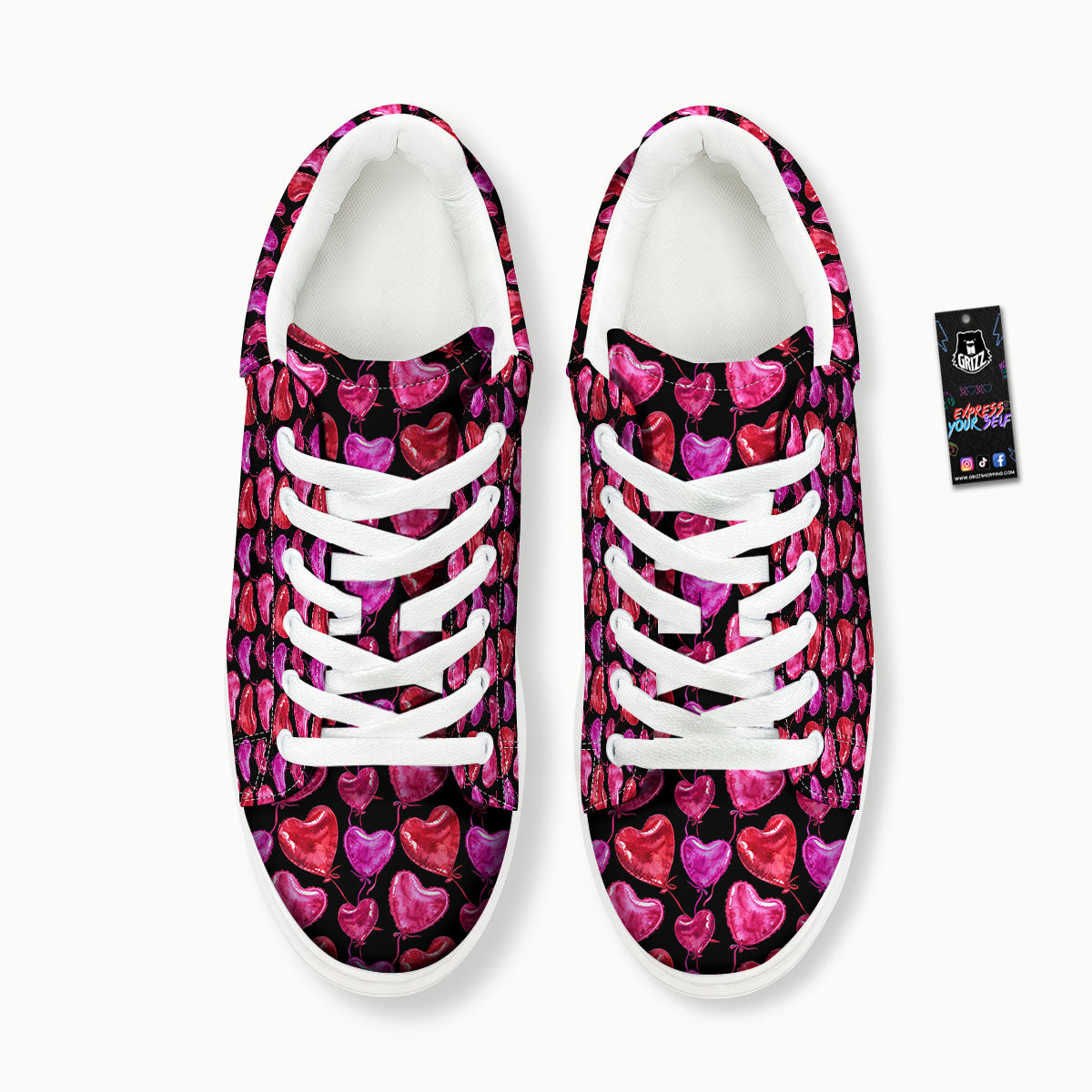 Balloon Red Heart Print Pattern Platform Shoes-grizzshop