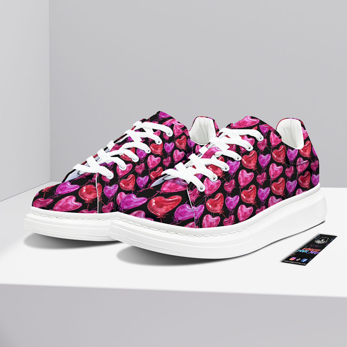 Balloon Red Heart Print Pattern Platform Shoes-grizzshop