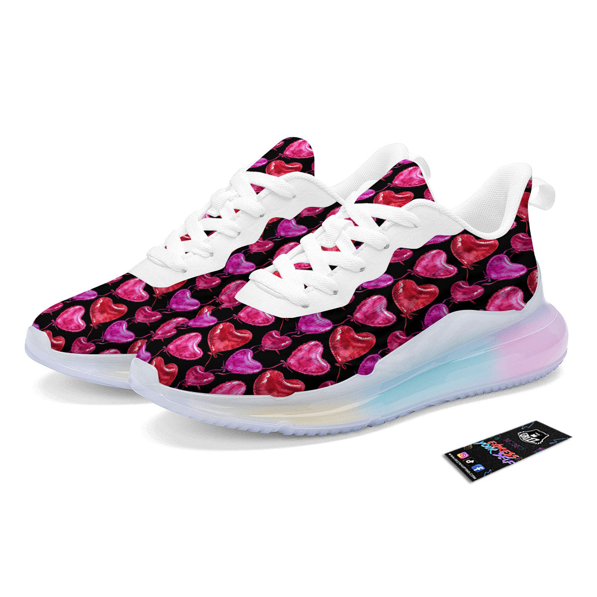 Balloon Red Heart Print Pattern Running Sneakers-grizzshop