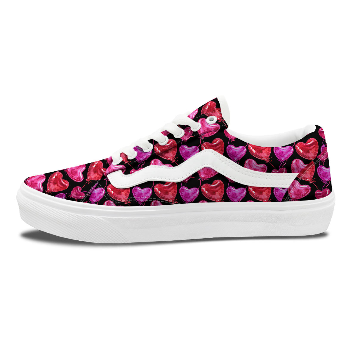 Balloon Red Heart Print Pattern Skate Shoes-grizzshop