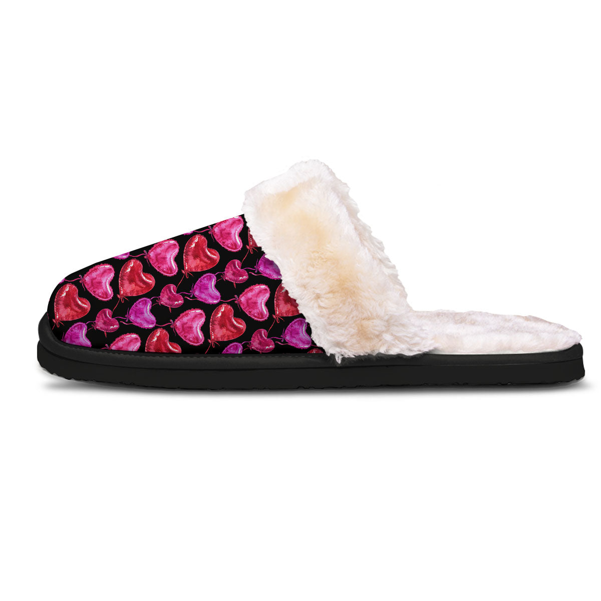Balloon Red Heart Print Pattern Slippers-grizzshop