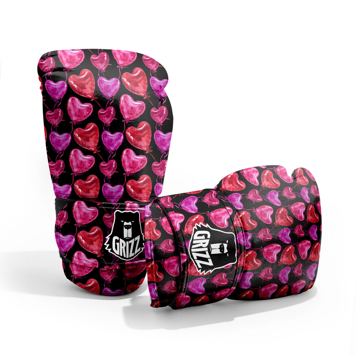 Balloon Red Heart Print Pattern Pro Boxing Glove