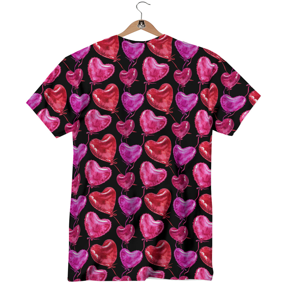 Balloon Red Heart Print Pattern T-Shirt-grizzshop