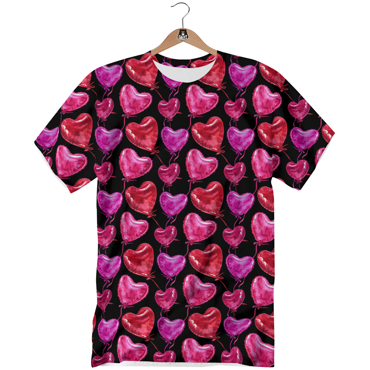 Balloon Red Heart Print Pattern T-Shirt-grizzshop