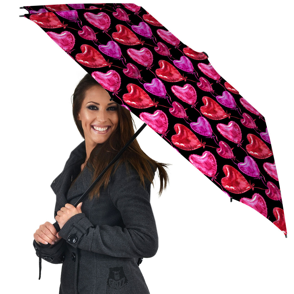 Balloon Red Heart Print Pattern Umbrella-grizzshop