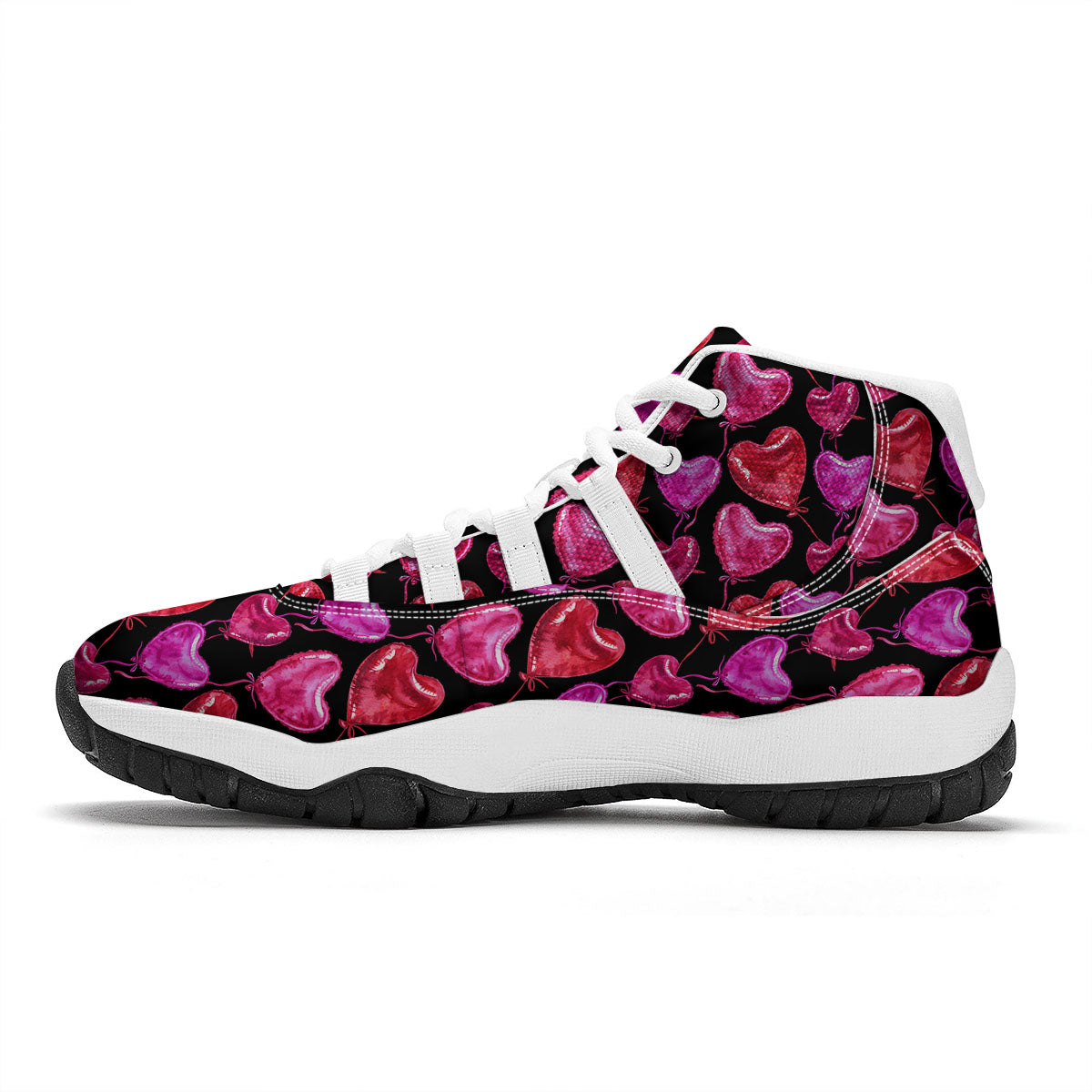 Balloon Red Heart Print Pattern White Bball Shoes-grizzshop