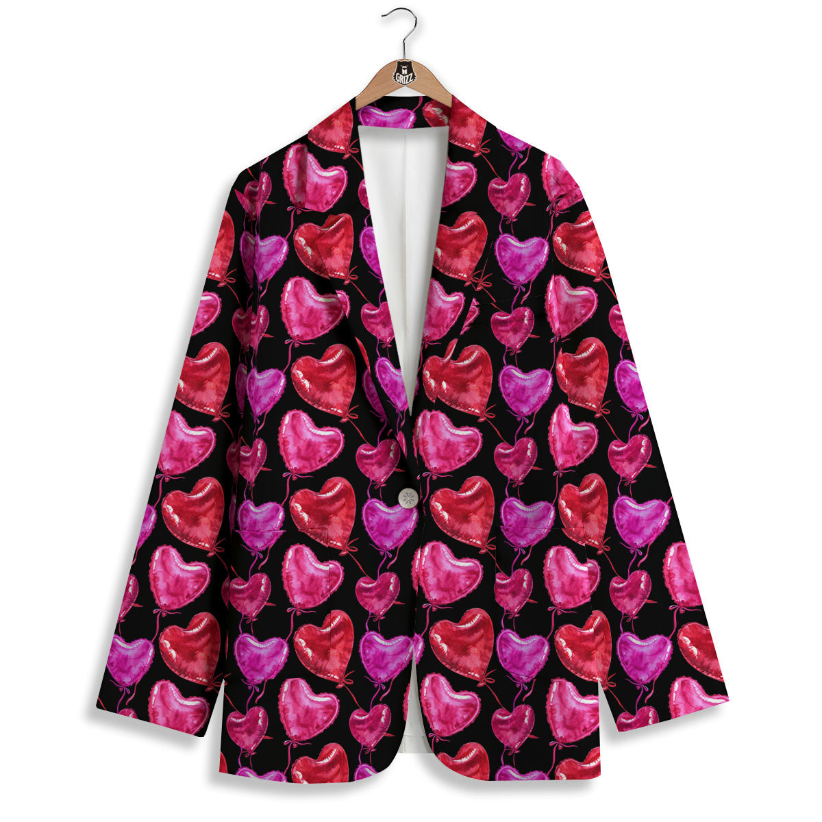 Balloon Red Heart Print Pattern Women's Blazer-grizzshop