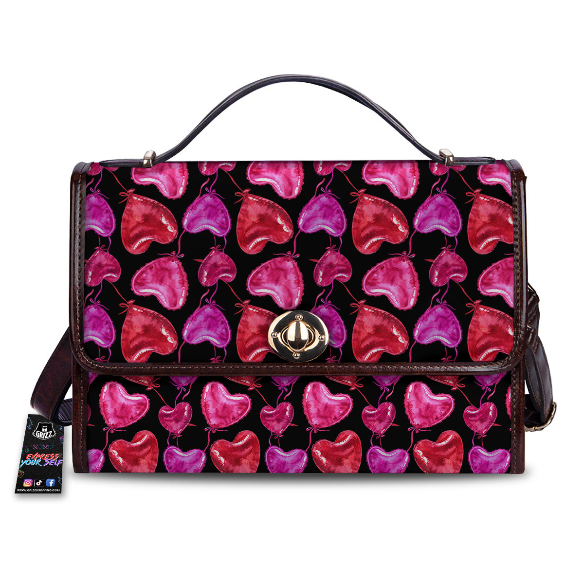 Balloon Red Heart Print Pattern Women's Satchel Bag-grizzshop