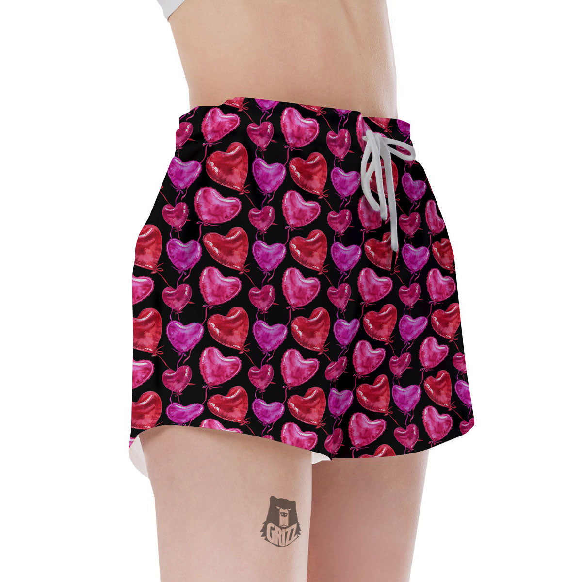 Balloon Red Heart Print Pattern Women's Shorts-grizzshop