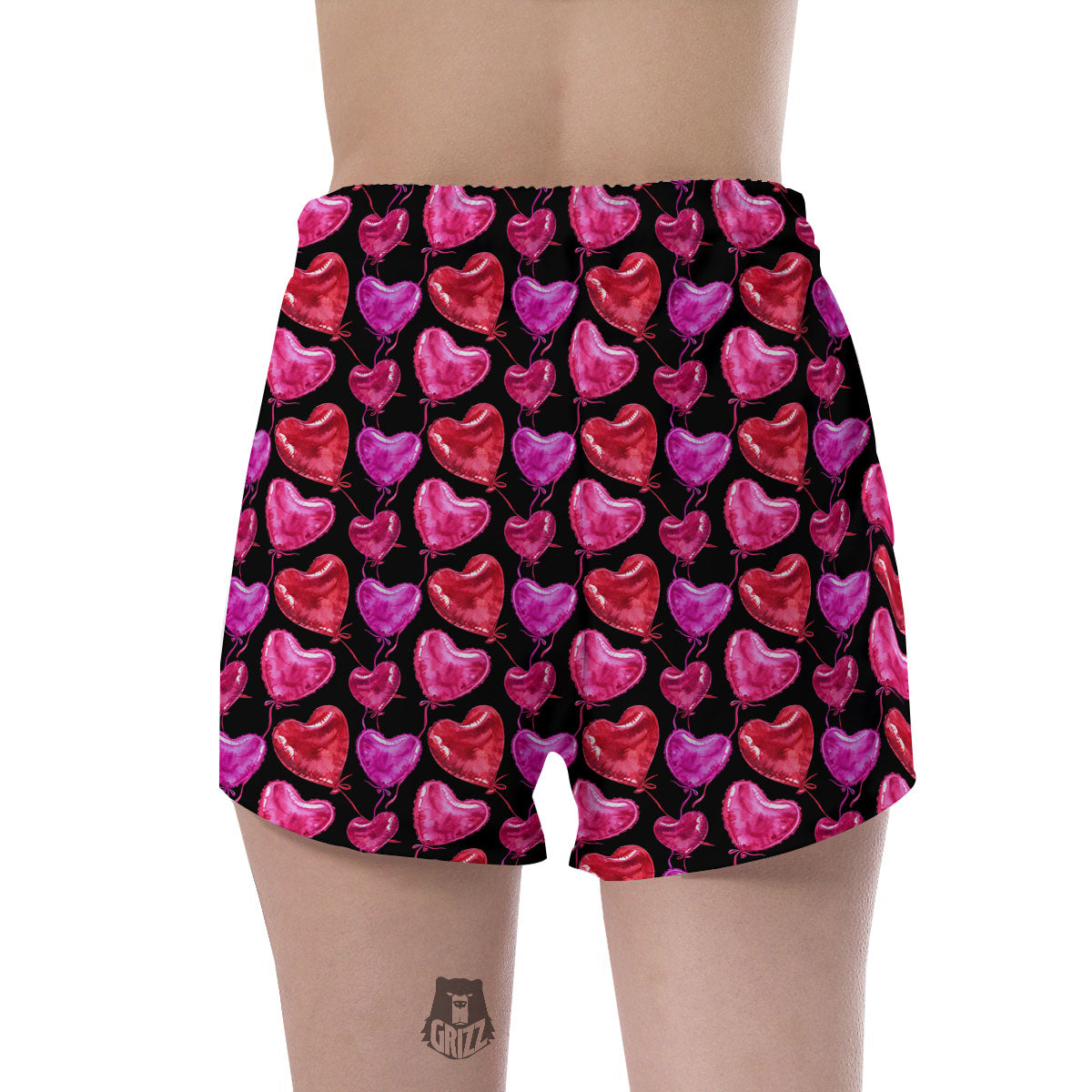 Balloon Red Heart Print Pattern Women's Shorts-grizzshop