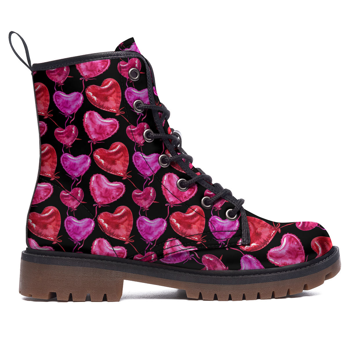 Balloon Red Heart Print Pattern Work Boots-grizzshop