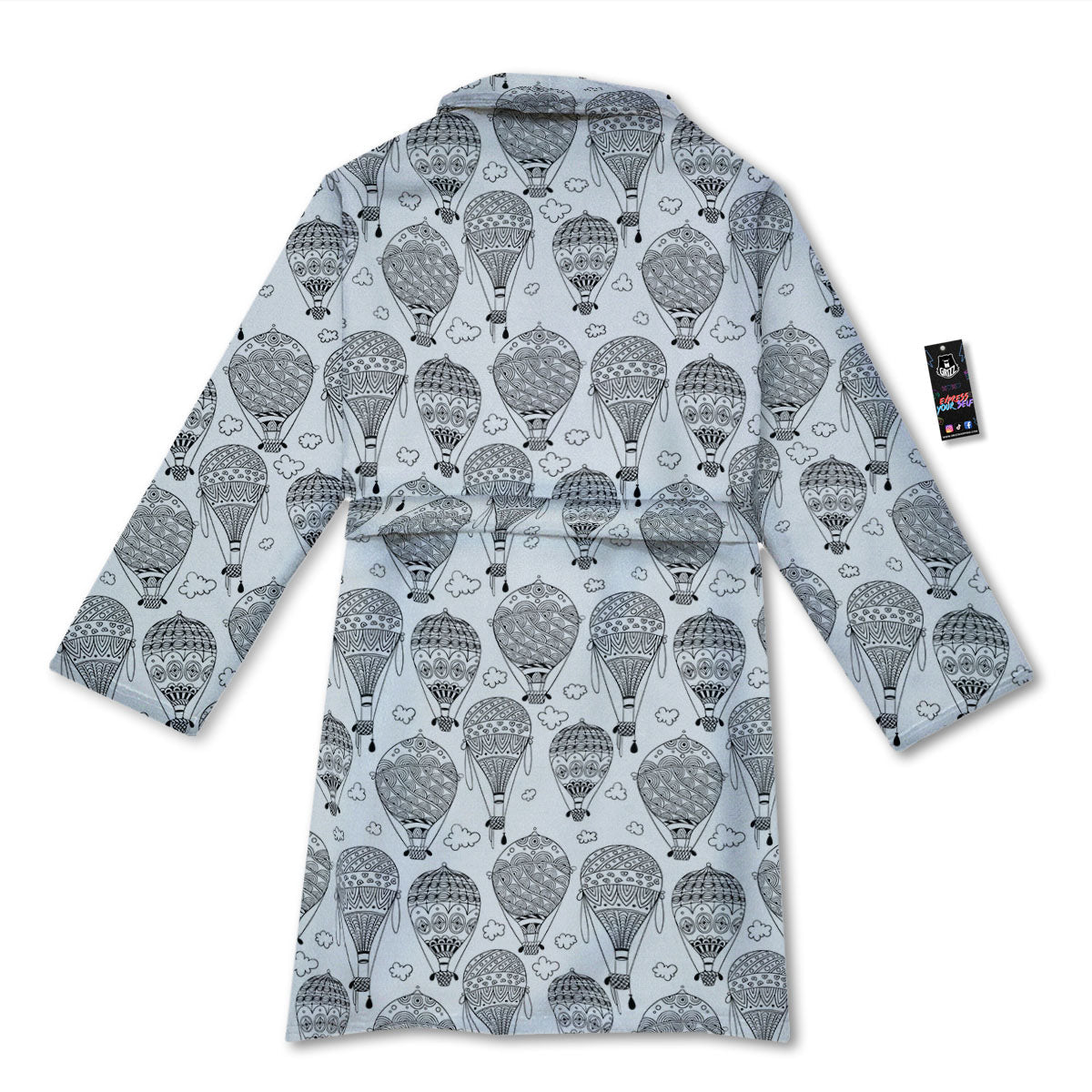Balloon White And Black Print Pattern Bathrobe-grizzshop
