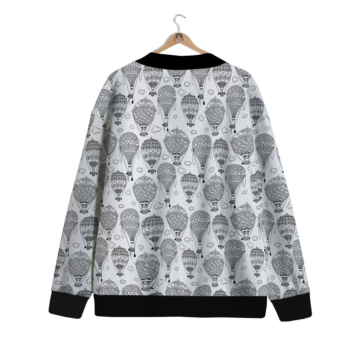 Balloon White And Black Print Pattern Cardigan-grizzshop