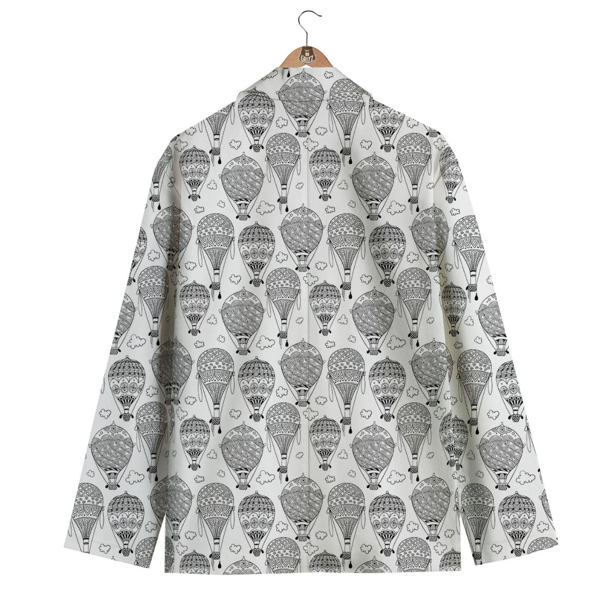 Balloon White And Black Print Pattern Men's Blazer-grizzshop